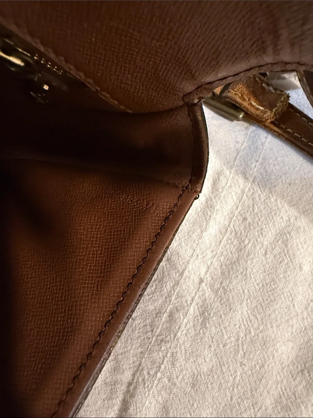 Louis Vuitton Brown Monogram Crossbody Saddle Bag with Tan Strap